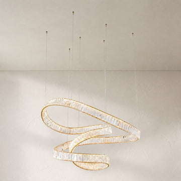 Modern Champagne Gold Crystal Chandelier, 39.4 Inch