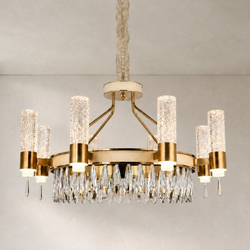 Modern Champagne Gold Crystal Chandelier, 23.6 Inch