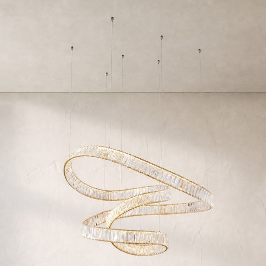 Modern Champagne Gold Crystal Chandelier, 39.4 Inch