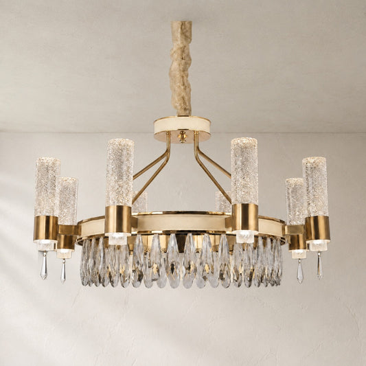 Modern Champagne Gold Crystal Chandelier, 23.6 Inch