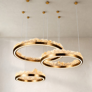 Modern Champagne Gold Crystal Multi-Tier Pendant Light