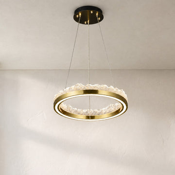Modern Champagne Gold Crystal Pendant Light, 15.7 inch
