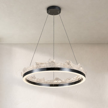 Modern Champagne Gold Faceted Crystal Pendant Light