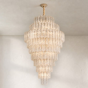 Modern Champagne Gold Glass and Crystal Chandelier