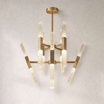 Modern Champagne Gold Glass Pendant Light, 27.8 Inch