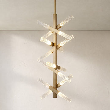 Modern Champagne Gold Glass Spiral Pendant Light