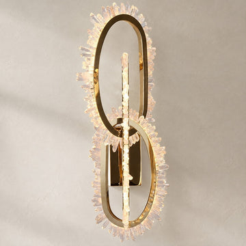 Modern Champagne Gold Rock Crystal Wall Sconce, 23.6 inch