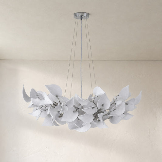Modern Chrome Ceramic Round Chandelier, 39.4 Inch
