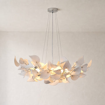 Modern Chrome Ceramic Round Chandelier, 39.4 Inch