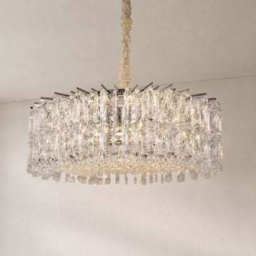 Modern Chrome Crystal 12-Light Round Chandelier, 23.6 Inch