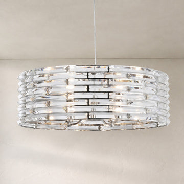 Modern Chrome Crystal Disc Chandelier