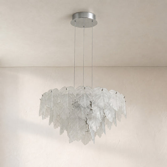 Modern Chrome Crystal Glass Cluster Pendant Light, 24 Inch