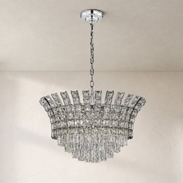 Modern Chrome Crystal Halo Chandelier