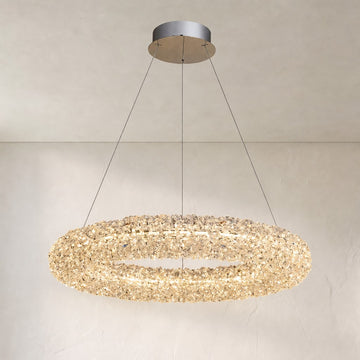 Modern Chrome Crystal Pendant Light, 39.4 Inch