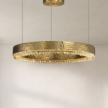 Modern Chrome Crystal Round Pendant Light, 31 Inch