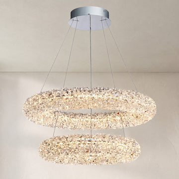 Modern Chrome K9 Crystal Pendant Light, 31.5 Inch
