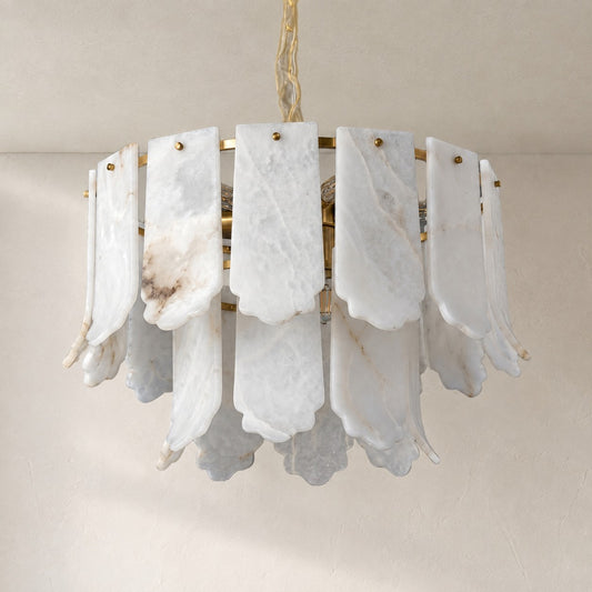 Modern Copper Alabaster Round Chandelier, 23.6 Inch