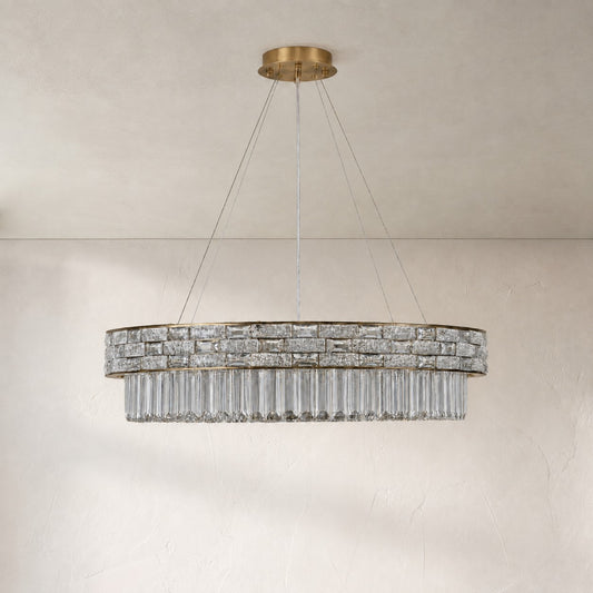 Modern Copper Crystal Drum Chandelier, 31.5 Inch