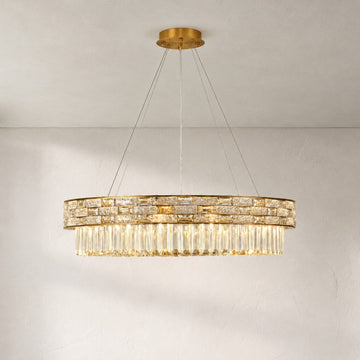 Modern Copper Crystal Drum Chandelier, 31.5 Inch