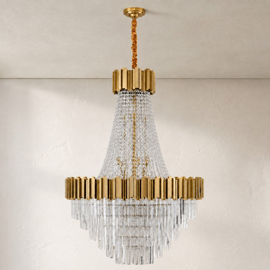 Modern Copper Crystal Tiered Pendant Light, 35.8 Inch