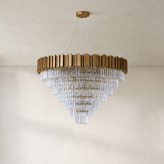 Modern Copper Crystal Tiered Pendant Light, 27.6 Inch