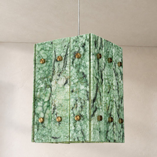 Modern Emerald White Jade 1-Light Faceted Pendant Light, 6.7 Inch