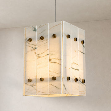 Modern Emerald White Jade 1-Light Faceted Pendant Light, 6.7 Inch