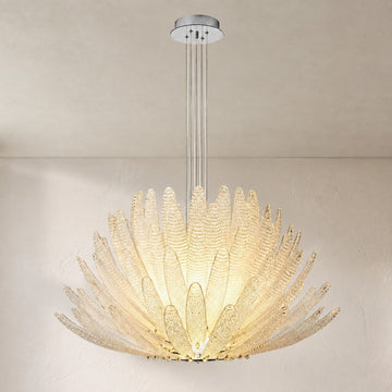 Modern Glass and Stainless Steel Chandelier, 32.7 inch