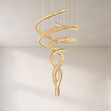 Modern Gold and Crystal Chandelier, 31.5"