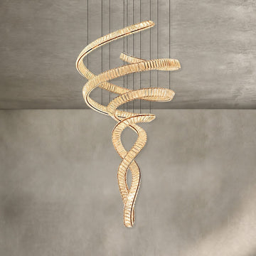 Modern Gold and Crystal Chandelier, 31.5"