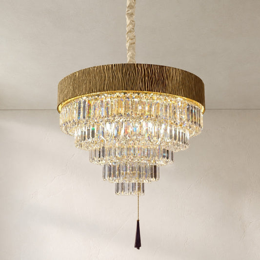 Modern Gold Brass Crystal Round Chandelier, 16.54 Inch