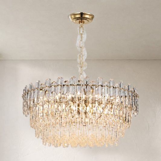 Modern Gold Crystal 13-Light Chandelier, 24 inch