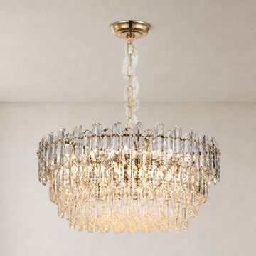 Modern Gold Crystal 13-Light Chandelier, 24 inch