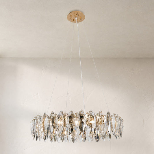 Modern Gold Crystal 18-Light Chandelier, 31 inch