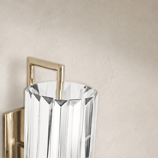 Modern Gold Crystal 2-Light Wall Sconce, 28.3 inch