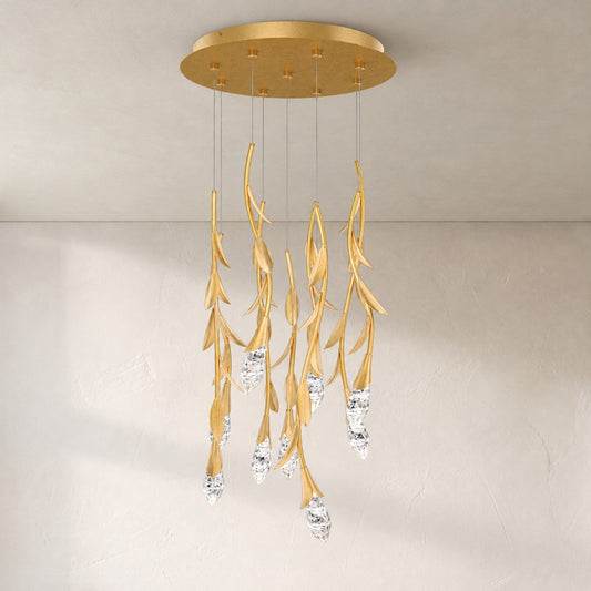 Modern Gold Crystal 5-Light Cascade Chandelier, 17 Inch