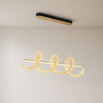 Modern Gold Crystal Wave Chandelier, 39.4 Inch