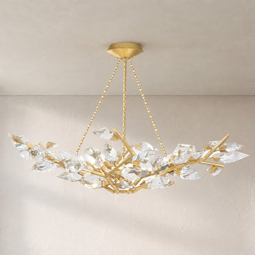 Modern Gold Faceted Crystal Round Chandelier, 35.5 Inch