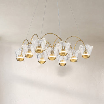 Modern Gold Glass Branch Pendant Light, 24 inch