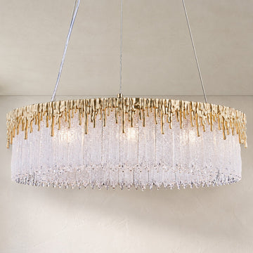 Modern Gold Glass Chandelier, 23.6"