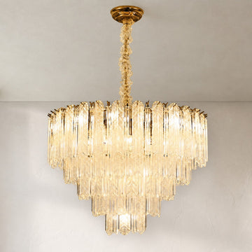 Modern Gold Glass Rod Chandelier