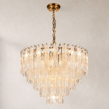 Modern Gold Glass Rod Halo Chandelier