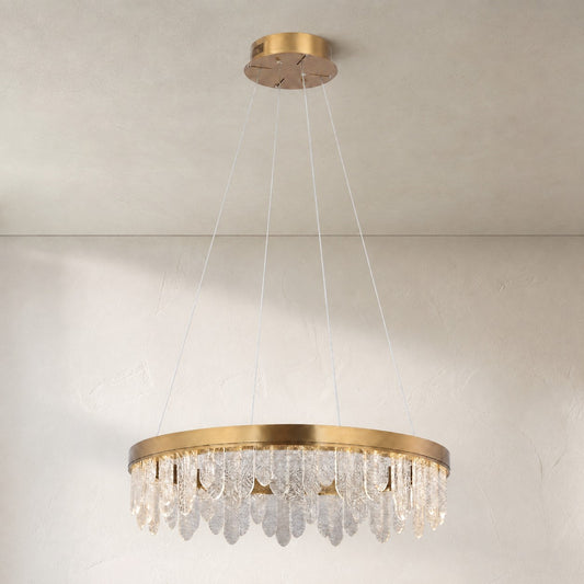 Modern Gold Handblown Glass Chandelier, 31.5 Inch