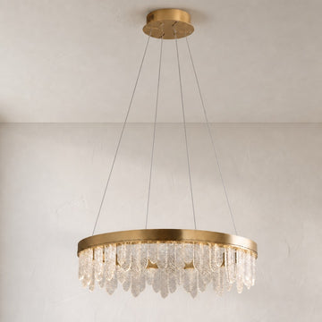 Modern Gold Handblown Glass Chandelier, 31.5 Inch