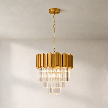 Modern Gold K9 Crystal 5-Light Chandelier, 15.75 inch