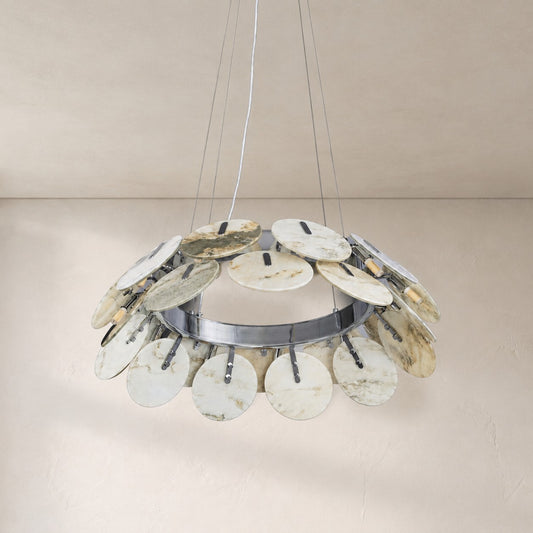Modern Green Jade 7-Light Petal Chandelier, 23.6 Inch
