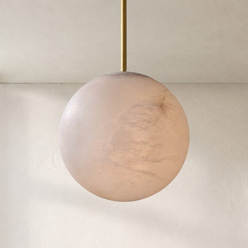 Modern Hand-Carved Alabaster Pendant Light, 12 inch