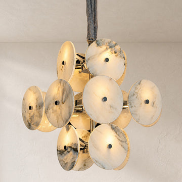 Modern Ink Landscape Stone 12-Light Cluster Chandelier, 17.7 Inch