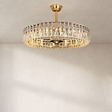 Modern Invisible Blade Fan Light Crystal Chandelier for Living/Dining Room/Bedroom