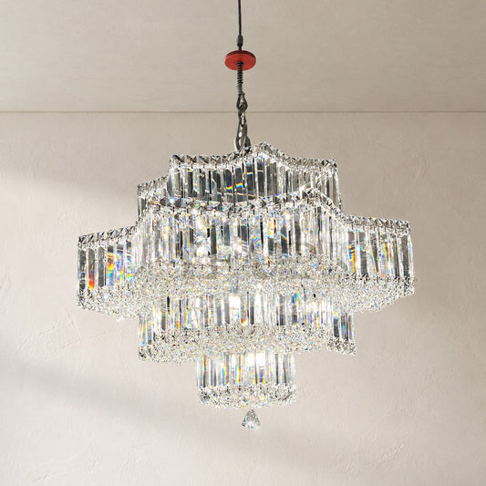 Modern K9 Crystal Star Chandelier, 23.6 Inch